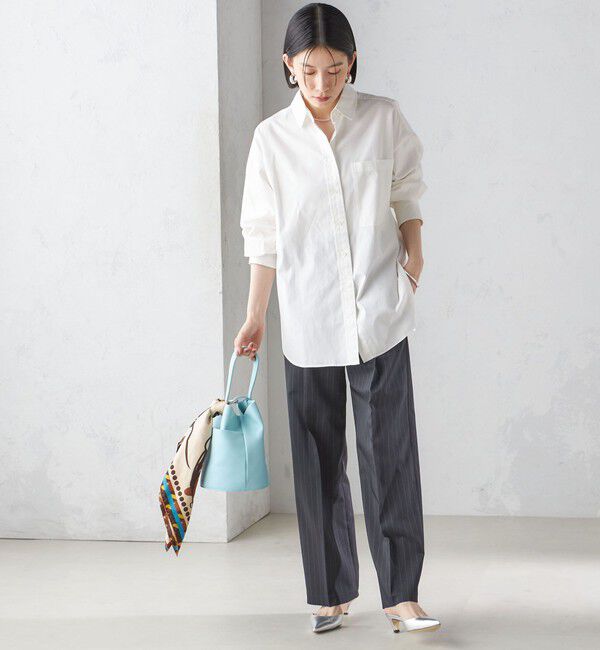 SHIPS for women「〈手洗い可能〉ストライプ ツイル ストレート パンツ」|スラックス|