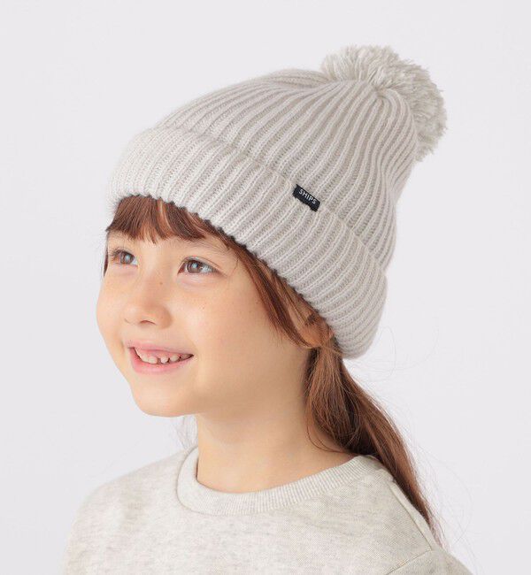 SHIPS KIDS「SHIPS KIDS:ポンポン ニット ワッチ」|ニット帽|シルバーグレー