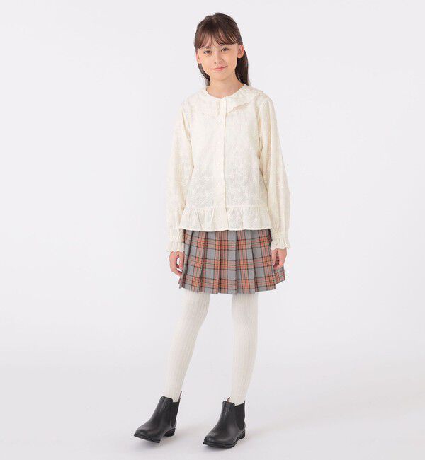 SHIPS KIDS「SHIPS KIDS:140～150cm / 刺繍 カラー ブラウス」|シャツ・ブラウス|