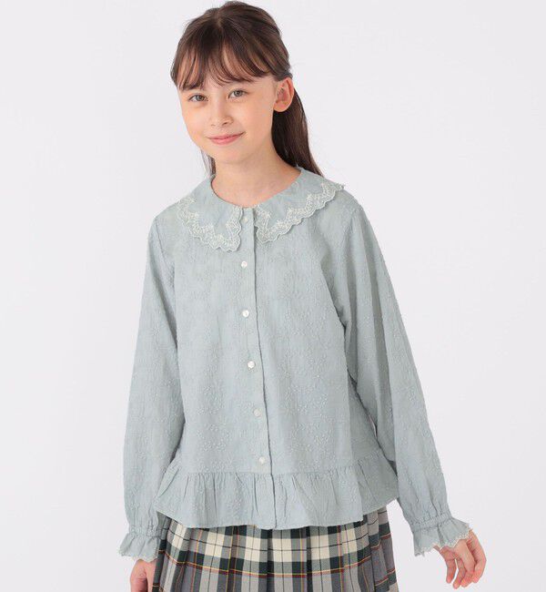 SHIPS KIDS「SHIPS KIDS:140～150cm / 刺繍 カラー ブラウス」|シャツ・ブラウス|