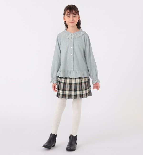 SHIPS KIDS「SHIPS KIDS:140～150cm / 刺繍 カラー ブラウス」|シャツ・ブラウス|