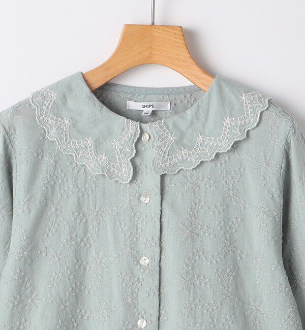 SHIPS KIDS「SHIPS KIDS:140～150cm / 刺繍 カラー ブラウス」|シャツ・ブラウス|