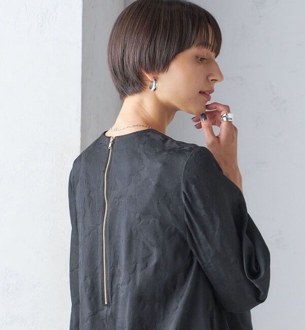 SHIPS for women「〈手洗い可能〉フラワー ジャカード フレア ワンピース」|ワンピース|