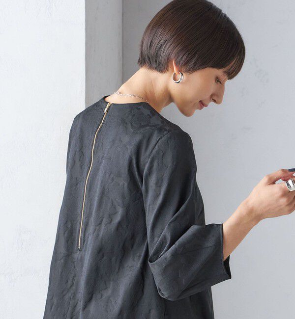 SHIPS for women「〈手洗い可能〉フラワー ジャカード フレア ワンピース」|ワンピース|