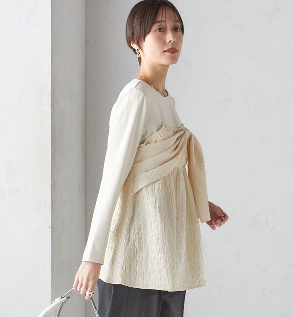 SHIPS for women「〈手洗い可能〉ジャカード ドッキング ビッグ リボン ブラウス」|シャツ・ブラウス|