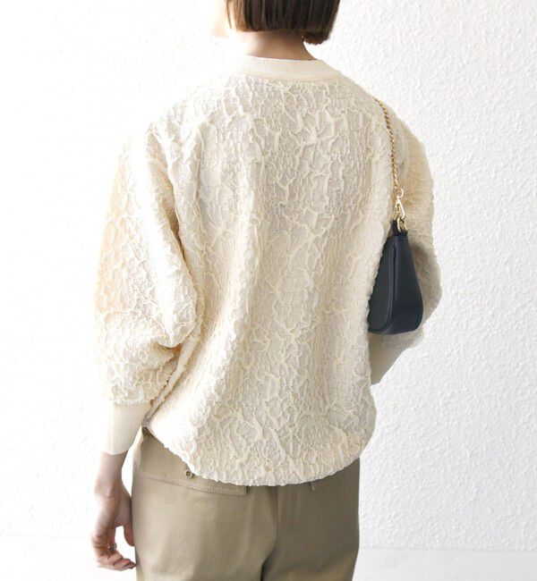 SHIPS any「SHIPS any:〈手洗い可能〉ジャカード バンピー クルーネック プルオーバー」|ニット・セーター|