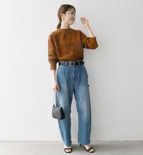 SHIPS any「SHIPS any:〈手洗い可能〉ジャカード バンピー クルーネック プルオーバー」|ニット・セーター|