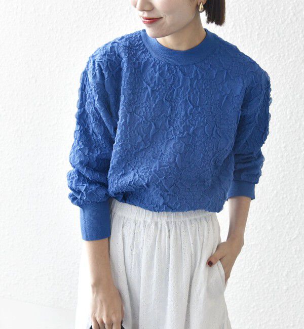 SHIPS any「SHIPS any:〈手洗い可能〉ジャカード バンピー クルーネック プルオーバー」|ニット・セーター|