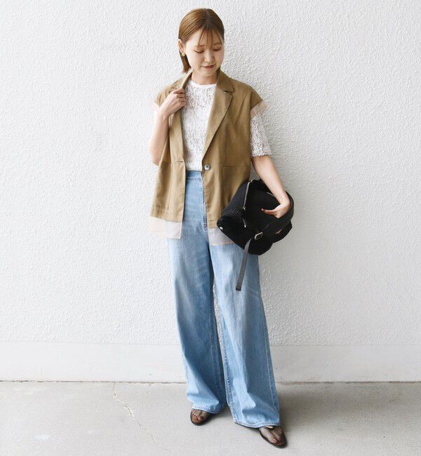 SHIPS for women「〈手洗い可能〉ラッセル レース クルーネック 5分袖 カットソー」|Tシャツ・カットソー|