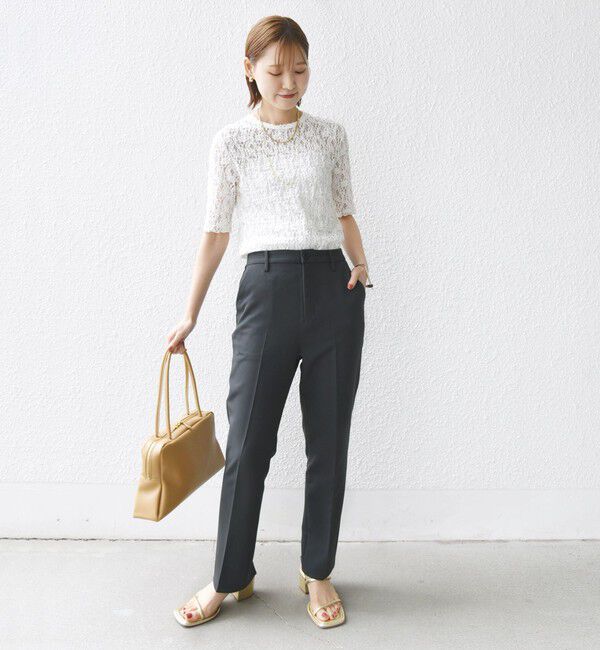 SHIPS for women「〈手洗い可能〉ラッセル レース クルーネック 5分袖 カットソー」|Tシャツ・カットソー|