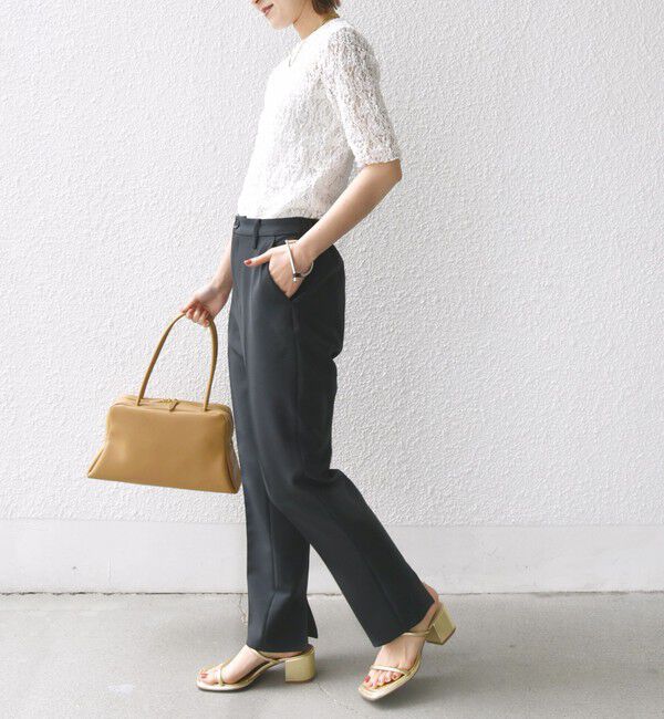 SHIPS for women「〈手洗い可能〉ラッセル レース クルーネック 5分袖 カットソー」|Tシャツ・カットソー|