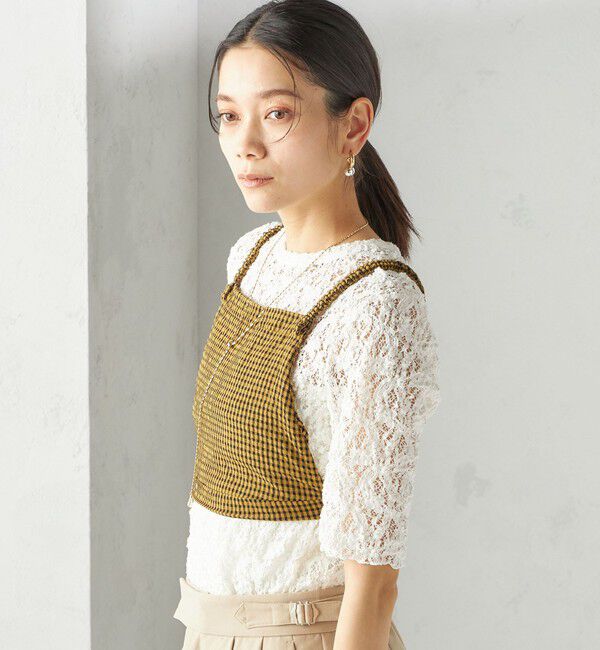 SHIPS for women「〈手洗い可能〉ラッセル レース クルーネック 5分袖 カットソー」|Tシャツ・カットソー|