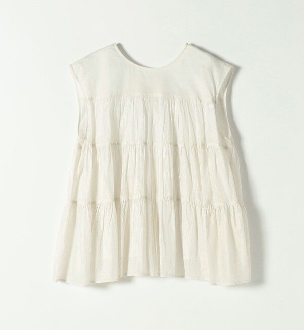 SHIPS any「SHIPS any:〈手洗い可能〉箔 ティアード レースアップ フレンチスリーブ ブラウス」|シャツ・ブラウス|