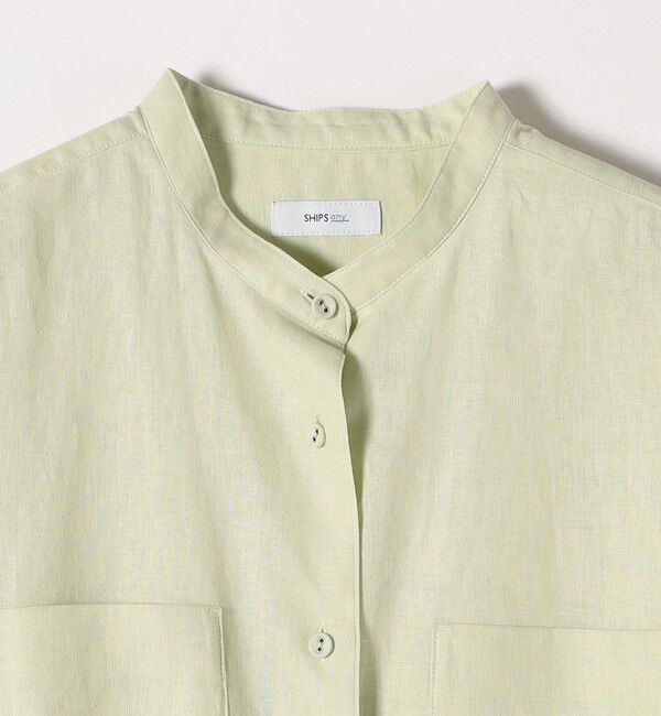 SHIPS any「SHIPS any:〈洗濯機可能〉リネン ミックス スタンドカラー ポケット シャツ 25SS 2」|シャツ・ブラウス|