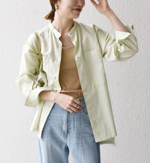 SHIPS any「SHIPS any:〈洗濯機可能〉リネン ミックス スタンドカラー ポケット シャツ 25SS 2」|シャツ・ブラウス|