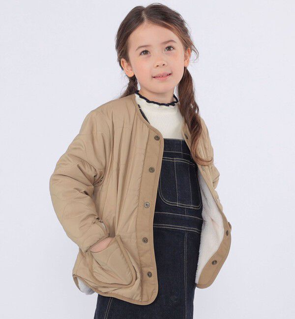 SHIPS KIDS「SHIPS KIDS:100～130cm/〈洗濯機可能〉ボア&times;キルティング リバーシブル ブルゾン」|ブルゾン・スタジャン|キャメル