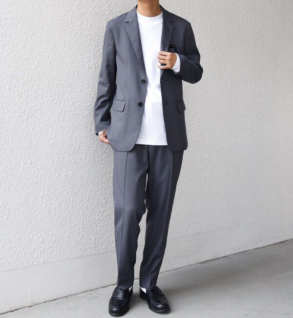 SHIPS any「SHIPS any:〈洗濯機可能〉ウールライク オールシーズン セットアップ ジャケット & イージーパンツ◆」|スーツ|チャコールグレー