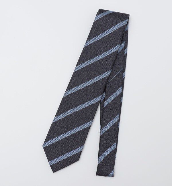 SHIPS「SHIPS: シルク バスケット ヘリンボーン ストライプ ネクタイ」|ネクタイ・蝶ネクタイ|ダークグレー