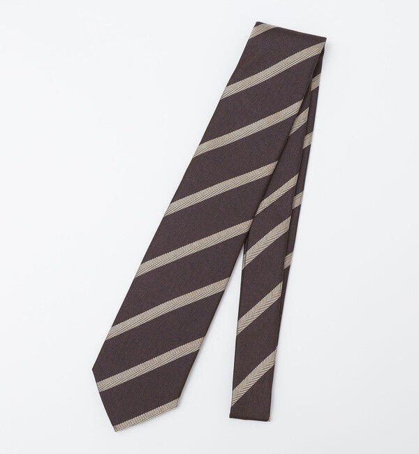 SHIPS「SHIPS: シルク バスケット ヘリンボーン ストライプ ネクタイ」|ネクタイ・蝶ネクタイ|ブラウン