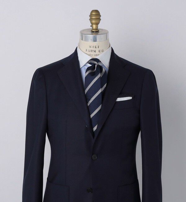 SHIPS「SHIPS: シルク バスケット ヘリンボーン ストライプ ネクタイ」|ネクタイ・蝶ネクタイ|ネイビー