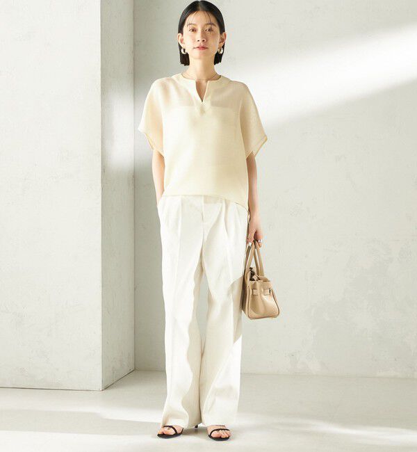 SHIPS for women「〈UVカット / 吸水速乾 / 手洗い可能〉綿麻混 オックス 2タック ストレート パンツ」|その他|