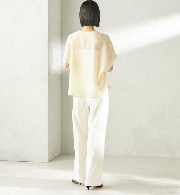 SHIPS for women「〈UVカット / 吸水速乾 / 手洗い可能〉綿麻混 オックス 2タック ストレート パンツ」|その他|