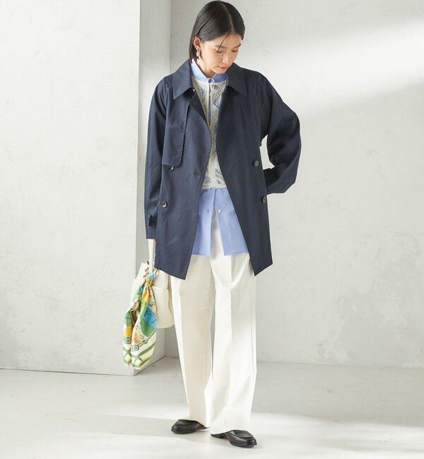 SHIPS for women「〈UVカット / 吸水速乾 / 手洗い可能〉綿麻混 オックス 2タック ストレート パンツ」|その他|