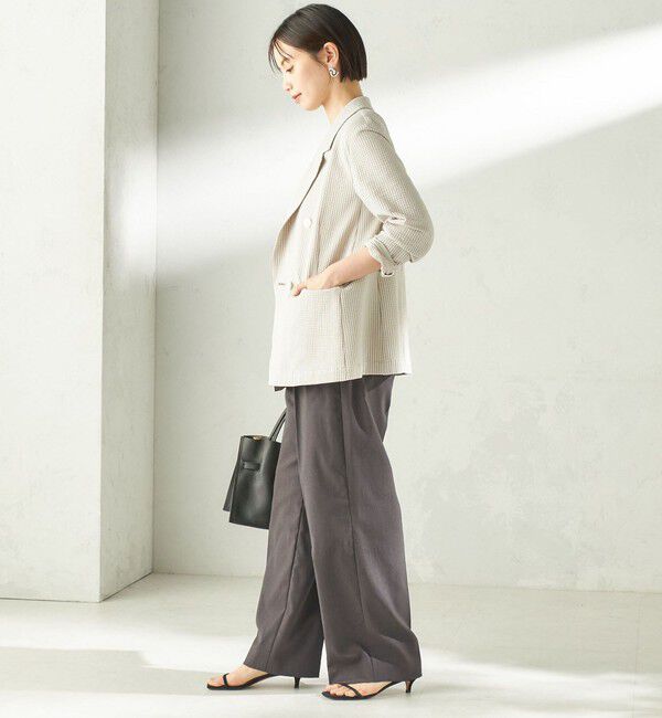 SHIPS for women「〈UVカット / 吸水速乾 / 手洗い可能〉綿麻混 オックス 2タック ストレート パンツ」|その他|