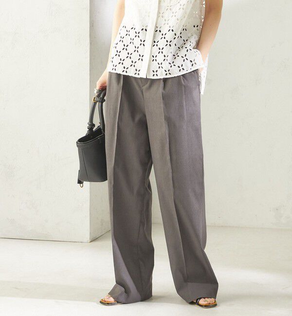 SHIPS for women「〈UVカット / 吸水速乾 / 手洗い可能〉綿麻混 オックス 2タック ストレート パンツ」|その他|