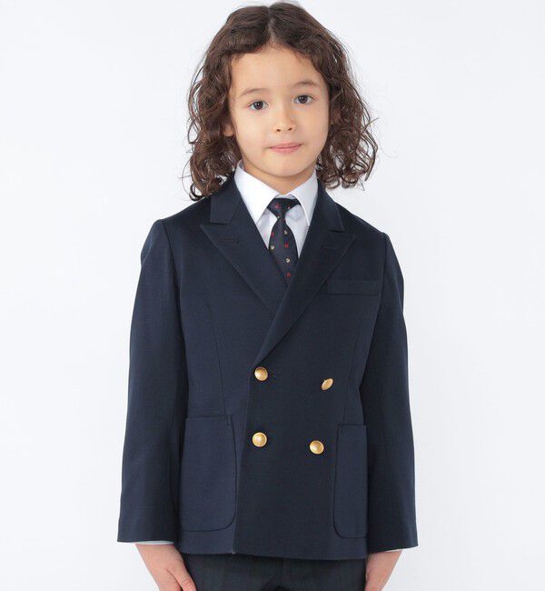SHIPS KIDS「SHIPS KIDS:110～130cm /セレモニー ポンチ ダブルボタン ジャケット」|スーツ|ネイビー
