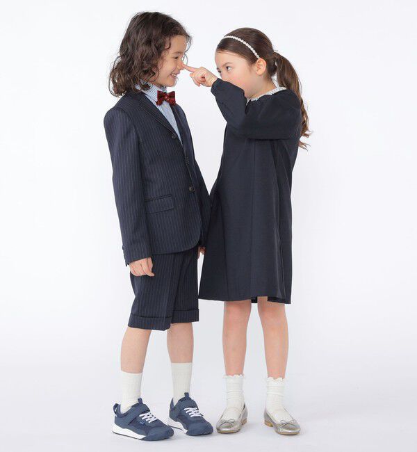 SHIPS KIDS「SHIPS KIDS:110～130cm /セレモニー ネイビー ストライプ ジャケット」|スーツ|