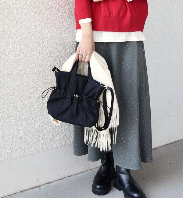 SHIPS Colors 「SHIPS Colors:ナイロン ギャザー ミニ トートバッグ◇」|ショルダー・メッセンジャー|ブラック