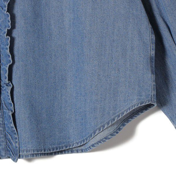 SHIPS for women「〈洗濯機可能〉ライトオンス フリル デニム シャツ」|シャツ・ブラウス|