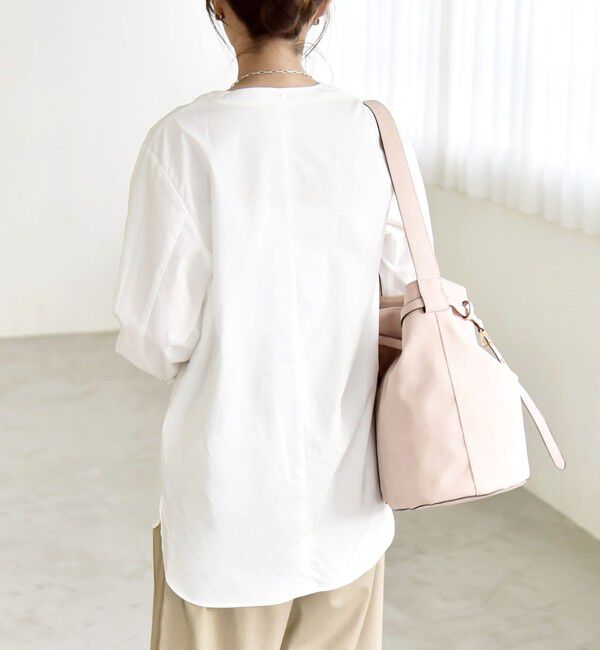 quaranciel「quaranciel:〈洗濯機可能〉タックカラー 2way キーネック シャツ ブラウス」|シャツ・ブラウス|