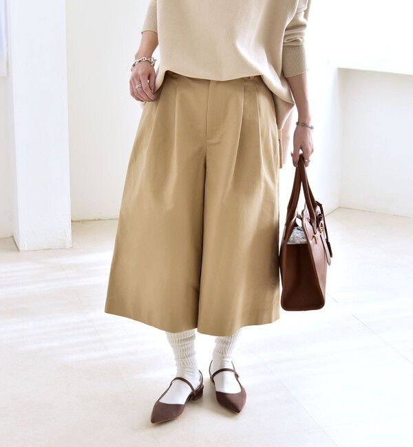 quaranciel「quaranciel:〈洗濯機可能〉タック Aライン ハーフ パンツ」|キュロット|