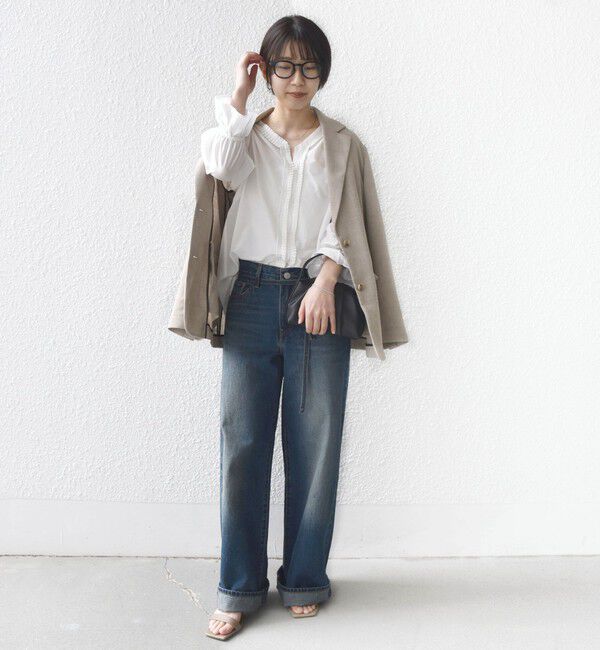 SHIPS for women「〈手洗い可能〉綿 シルク Vネック フリル タック ブラウス」|シャツ・ブラウス|