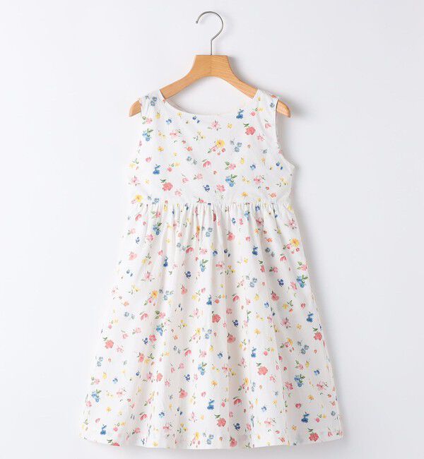 SHIPS KIDS「SHIPS KIDS:140～150cm / ノースリーブ フラワー プリント ワンピース」|ワンピース|オフホワイト