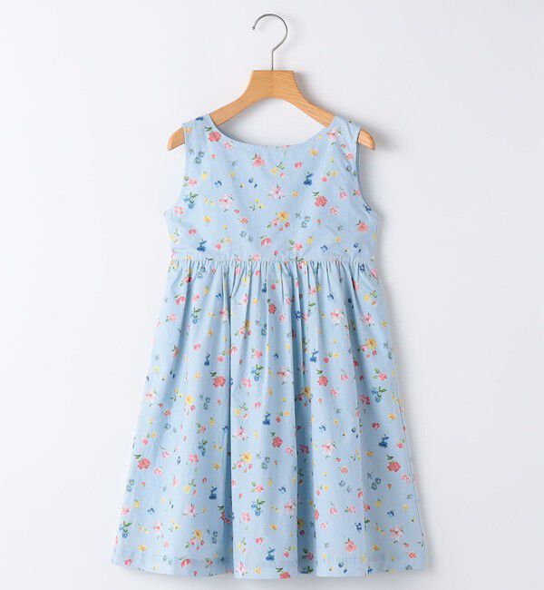 SHIPS KIDS「SHIPS KIDS:140～150cm / ノースリーブ フラワー プリント ワンピース」|ワンピース|ライトブルー