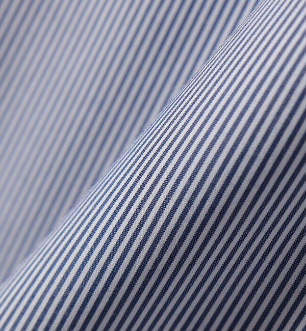 SHIPS for women「SHIPS Primary Navy Label:綿 ナイロン ストライプ ロング シャツ」|シャツ・ブラウス|