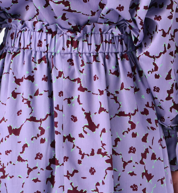 Ballsey「スプレッドフラワープリント ウエストギャザーミディスカート」|フレア|