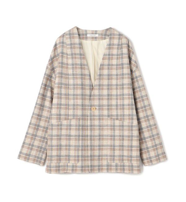 MACPHEE「ツイードチェック ノーカラージャケット」|ノーカラージャケット|62 ライトブルー系