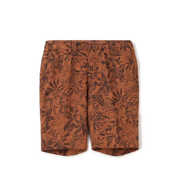 TOMORROWLAND MENS「60リネンリーフプリント イージーショーツ」|チノ|46 ブラウン系