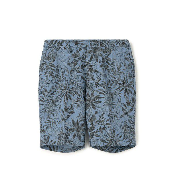 TOMORROWLAND MENS「60リネンリーフプリント イージーショーツ」|チノ|64 ブルー系