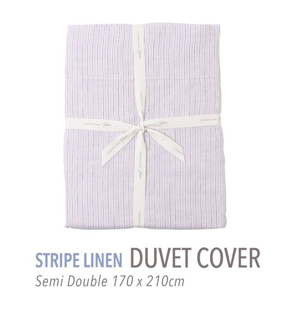 TOMORROWLAND HOME「ストライプリネン 掛布団カバー（セミダブル）」|その他|74 パープル系