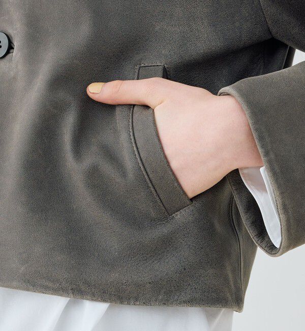 GALERIE VIE「ビンテージラムレザー サドルスリーブブルゾン」|ブルゾン・スタジャン|