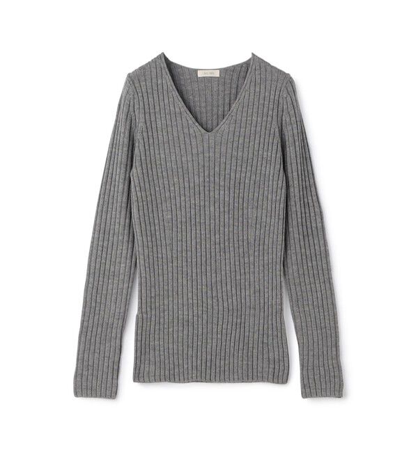 DES PRES「ウールリブ Vネックプルオーバー」|ニット・セーター|13 ライトグレー