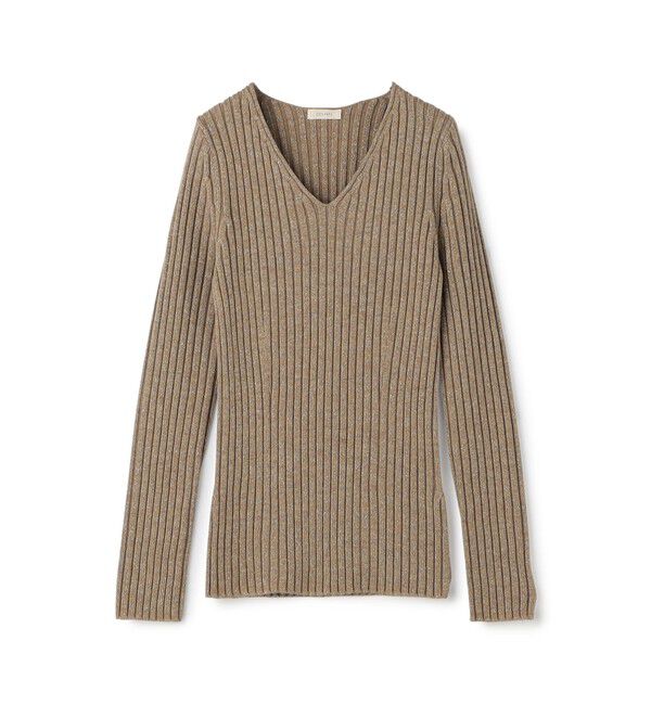 DES PRES「ウールリブ Vネックプルオーバー」|ニット・セーター|44 ベージュ系