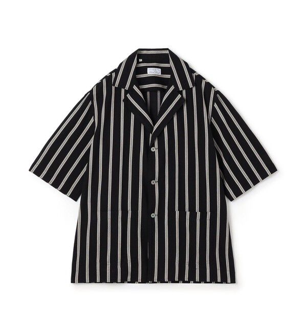 TOMORROWLAND MENS「【別注】Salvatore Piccolo CUBA コットンストライプ オープンカラー ハーフスリーブシャツ」|シャツ・ブラウス|18 ブラック系