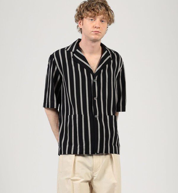 TOMORROWLAND MENS「【別注】Salvatore Piccolo CUBA コットンストライプ オープンカラー ハーフスリーブシャツ」|シャツ・ブラウス|