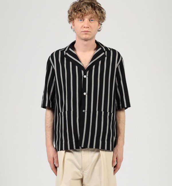 TOMORROWLAND MENS「【別注】Salvatore Piccolo CUBA コットンストライプ オープンカラー ハーフスリーブシャツ」|シャツ・ブラウス|